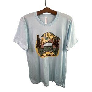 Yosemite Short Sleeve Shirt Medium Light Blue Van Graphic Crewneck Cotton Blend